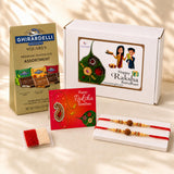 LOVENSPIRE Raksha Bandhan Gift Hamper for Brother and Bhabhi - Traditional Handmade Rudraksha Bead Rakhi Bracelet with Greeting Card & Roli Chawal