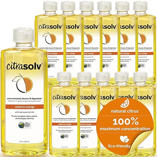 Citra Solv Concentrated Household Cleaner & Degreaser -Valencia Orange Scent 8 fl oz Safe, Effective, and Versatile Cleaning Solution, Natural