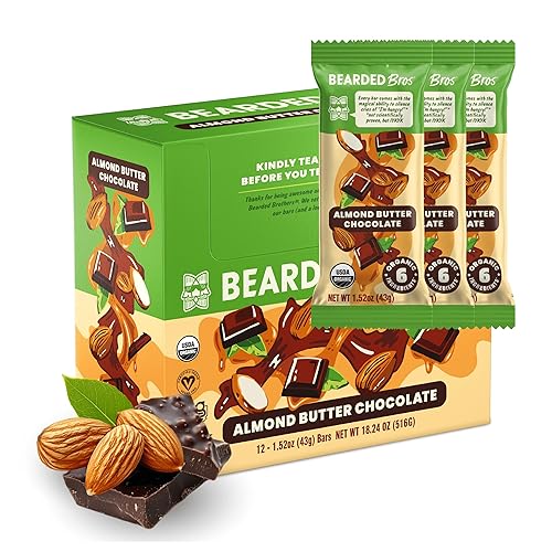 Bearded Brothers Organic Vegan Energy Bars - Gluten & Soy Free, Paleo, Whole 30 | Non GMO, Low Glycemic, High Protein, Fiber (12 Count (Pack of 1)