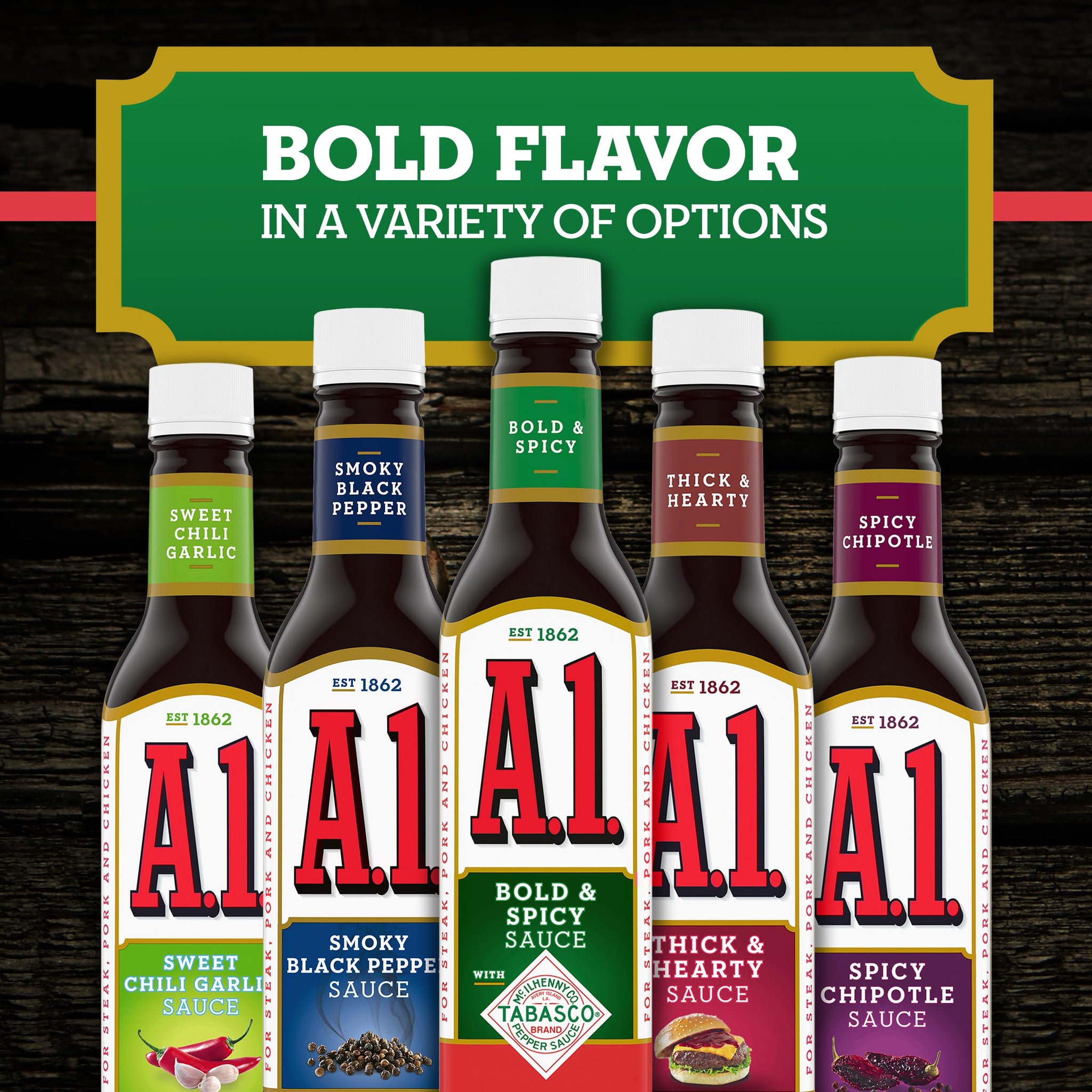 A1 Bold & Spicy Sauce with Tabasco Sauce 10 oz - (Pack of 2)