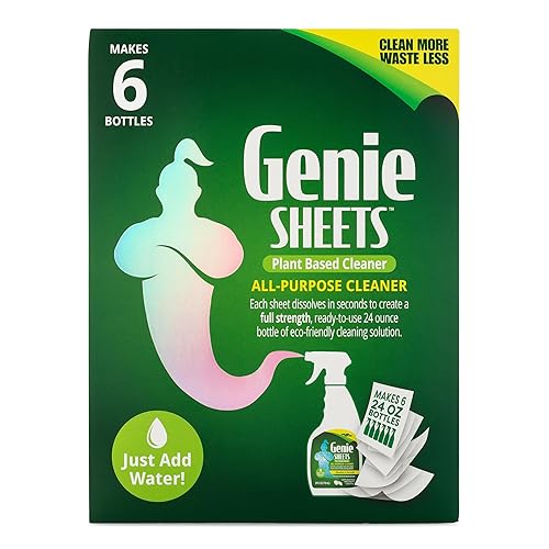 Genie Sheets All Purpose Cleaner | Concentrate Makes 6 24oz Refills | Professional-Strength | Just Add Water | Sustainable Eco-Friendly Plant-Based