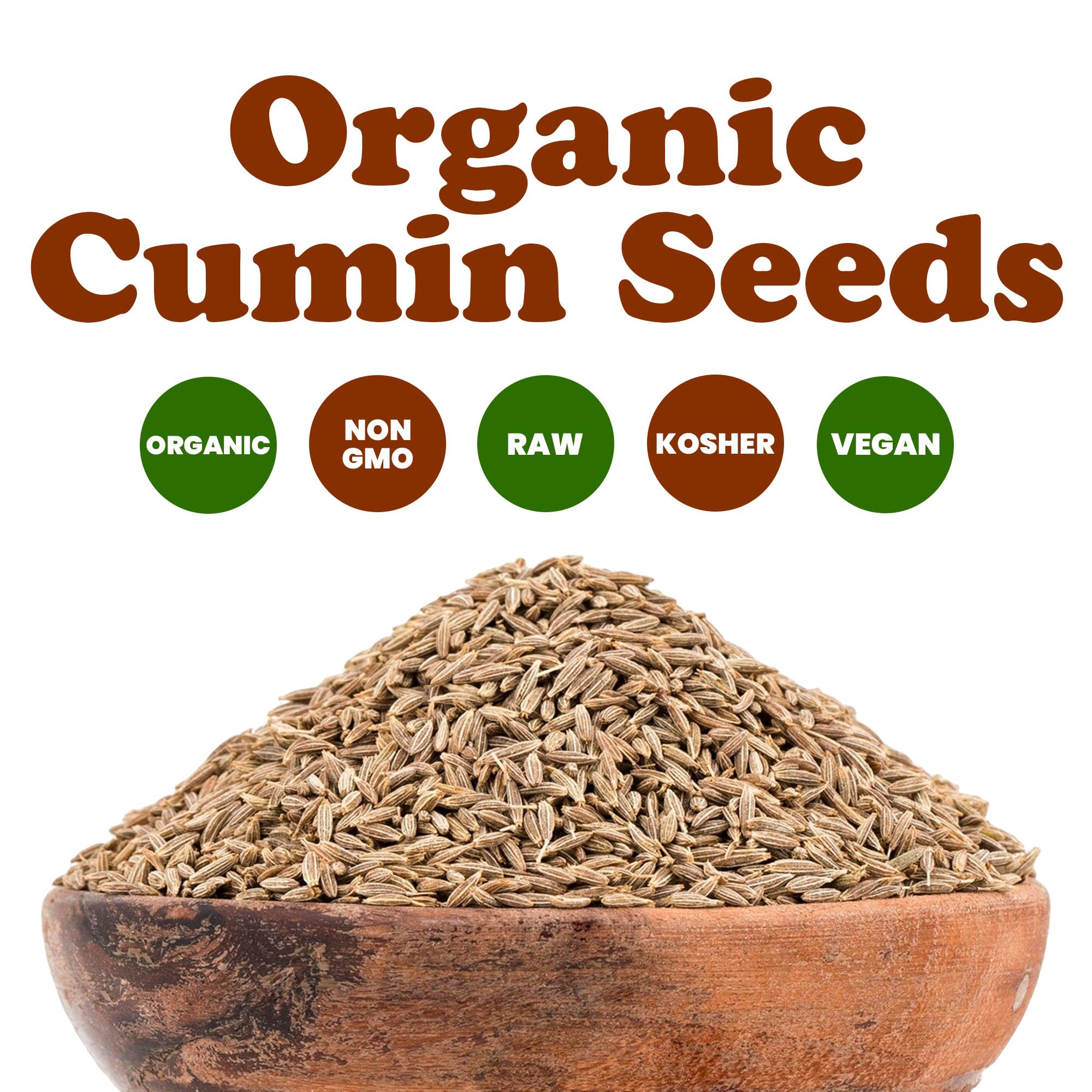 Food to Live Organic Cumin Seeds, 10 Pounds - 100% Natural, Non-GMO, Aromatic Seasoning, Perfect for Spices, Baking and Pickling, Vegan, Kosher, Bulk