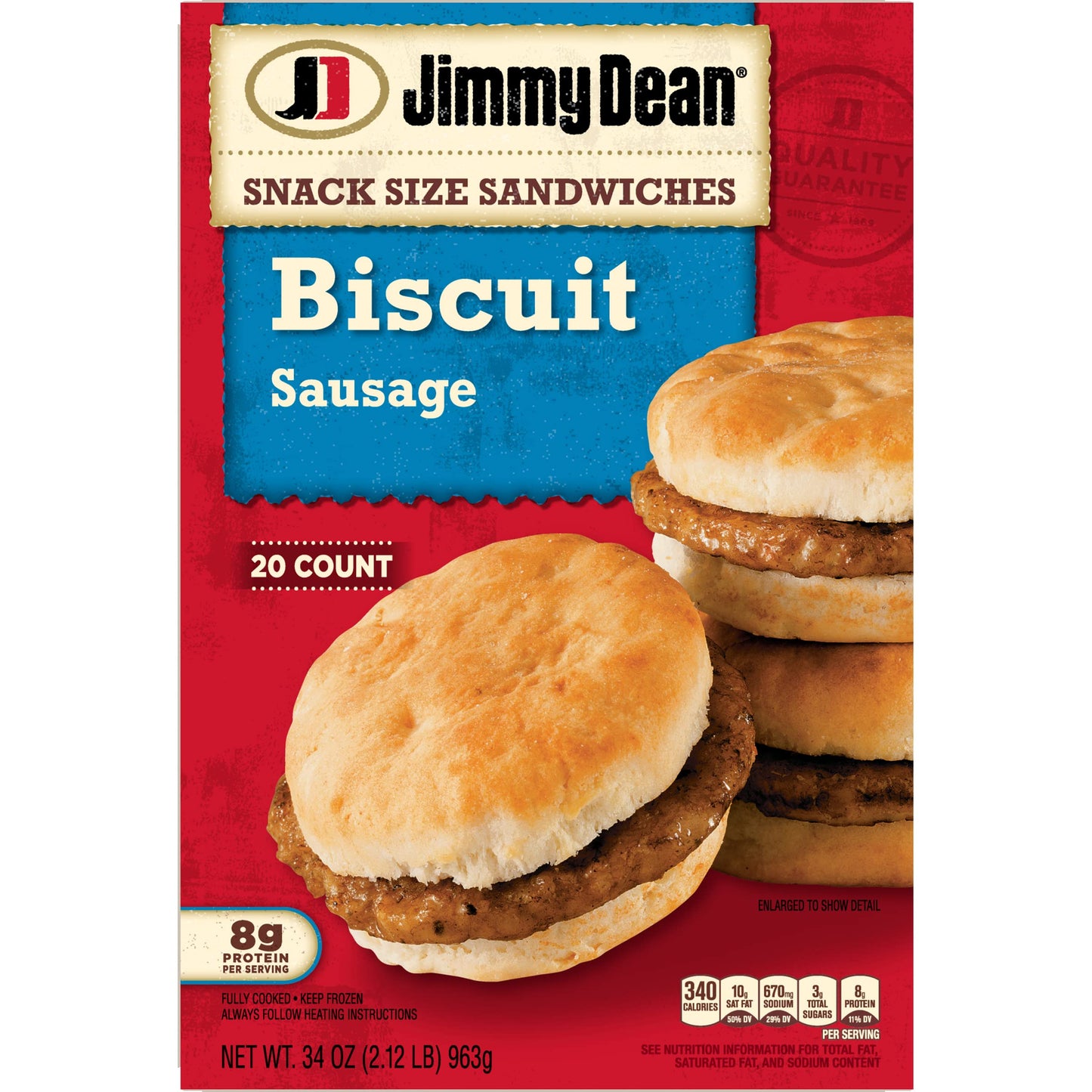 Jimmy Dean Snack Size Sausage Biscuit Sandwiches, 20 Count (Frozen)