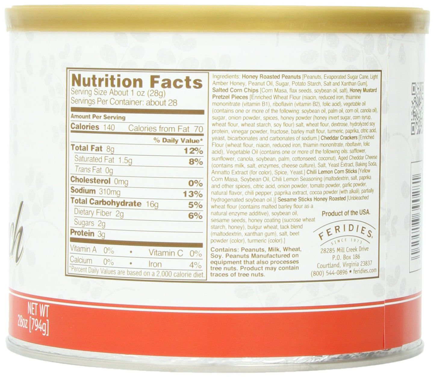 FERIDIES 5 O'Clock Crunch Snack Mix, Honey Cheddar, 28 Ounce Can