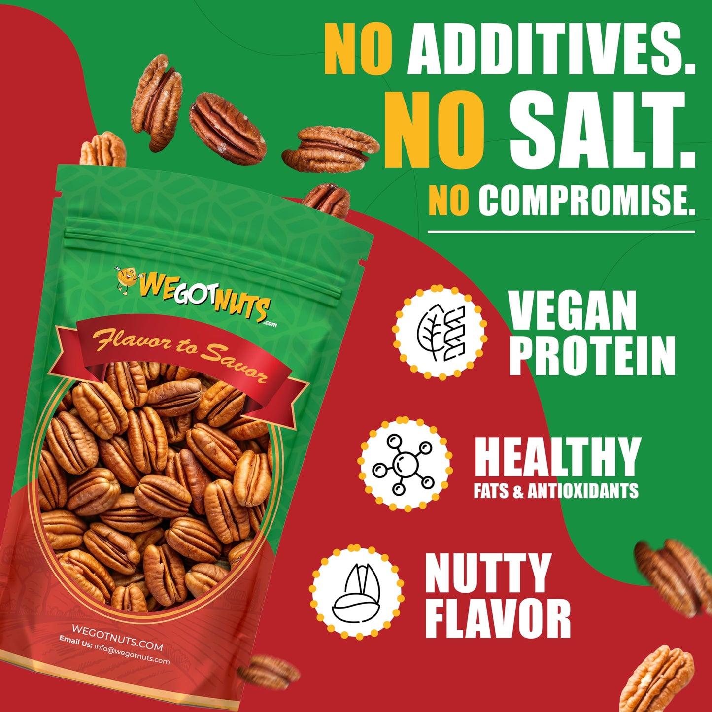 Two Pounds Of Pecans Raw, Whole, Shelled, Raw, Natural, No Preservatives Added, Non-GMO, NO PPO, 100% Natural We Got Nuts