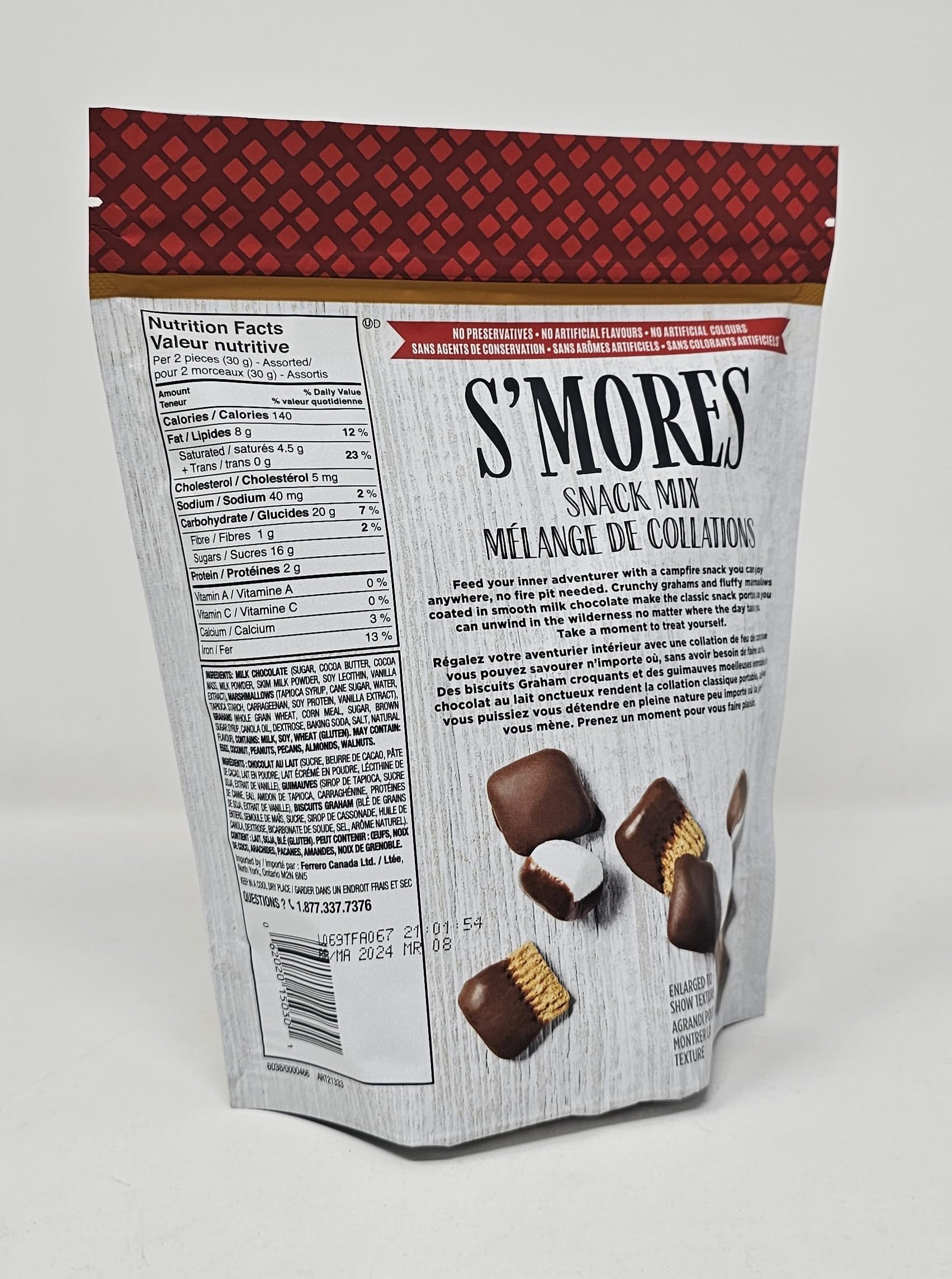 Fannie May S’mores Snack Mix Bag, Crunchy Grahams and Fluffy Marshmallows Coated in Milk Chocolate - 510g