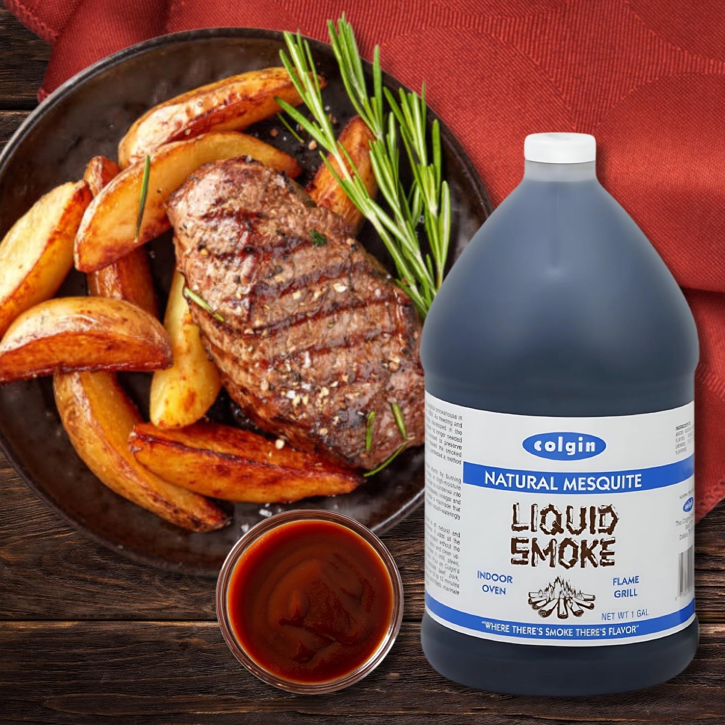 Colgin Authentic Mesquite Flavor (128 Oz) for Home Cooks and BBQ Enthusiasts Liquid Smoke for Cooking Add Mesquite Liquid Smoke Flavoring to BBQs