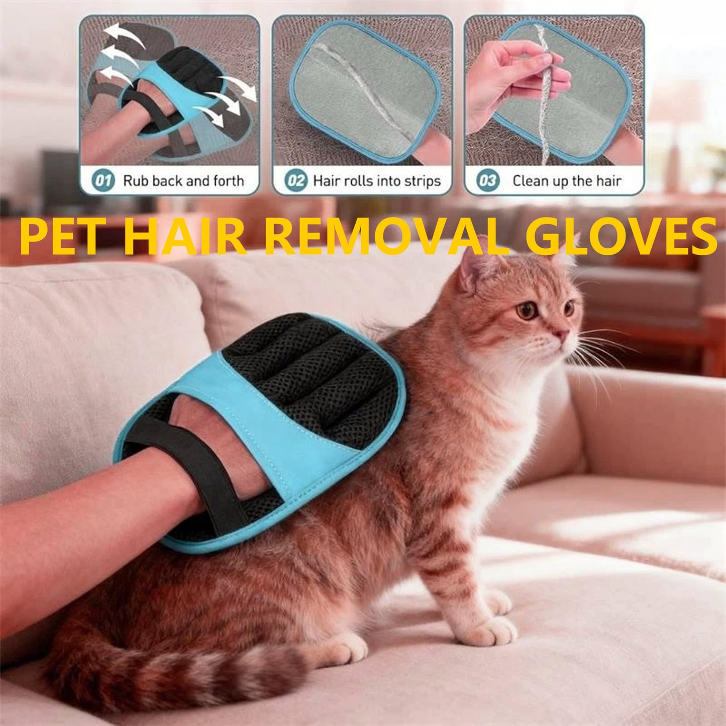 2026 Upgraded Pet Hair Removal Glove - Five Finger Electrostatic Lint Remover for Dog Cat Hair - Reusable Magic Brush for Furniture, Couch, Carpet