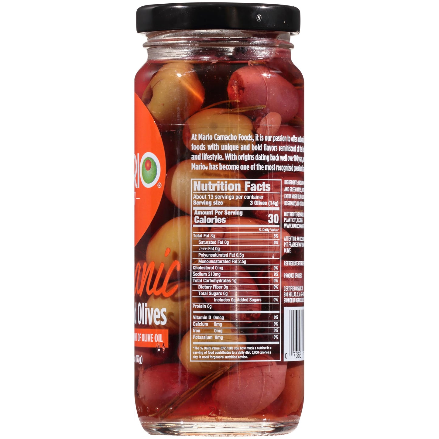 Mario Camacho Greek Organic Kalamata and Green Olives Pitted with Rosemary and Olive Oil, 6.25 Ounce (Pack of 6)