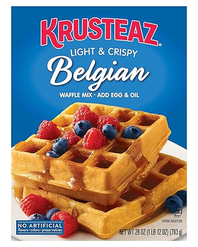 Krusteaz Light & Crispy Belgian Waffle Mix No Artificial Flavors, Colors, or Preservatives 28 Ounce (Pack of 3)