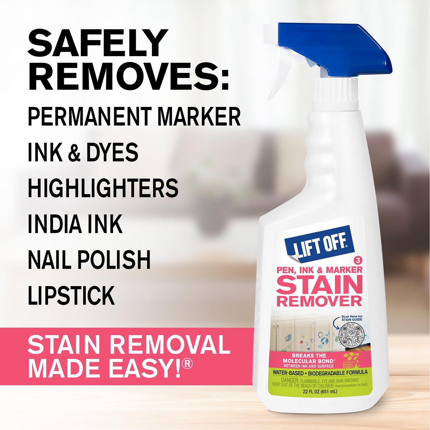 Motsenbocker's Lift Off 40901 Pen, Ink & Marker Stain Remover - Removes Nail Polish, Makeup, and Dyes From Walls, Countertops, Tile, and More