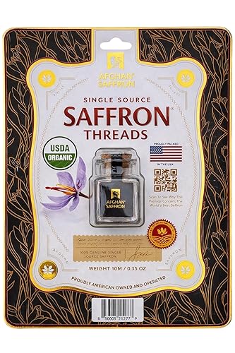 Afghan Saffron® USDA Organic Saffron, Premium Grade A+ All-Red Threads - Gourmet Saffron Spice for Paella, Risotto, Tea, Milk, and All Culinary Uses