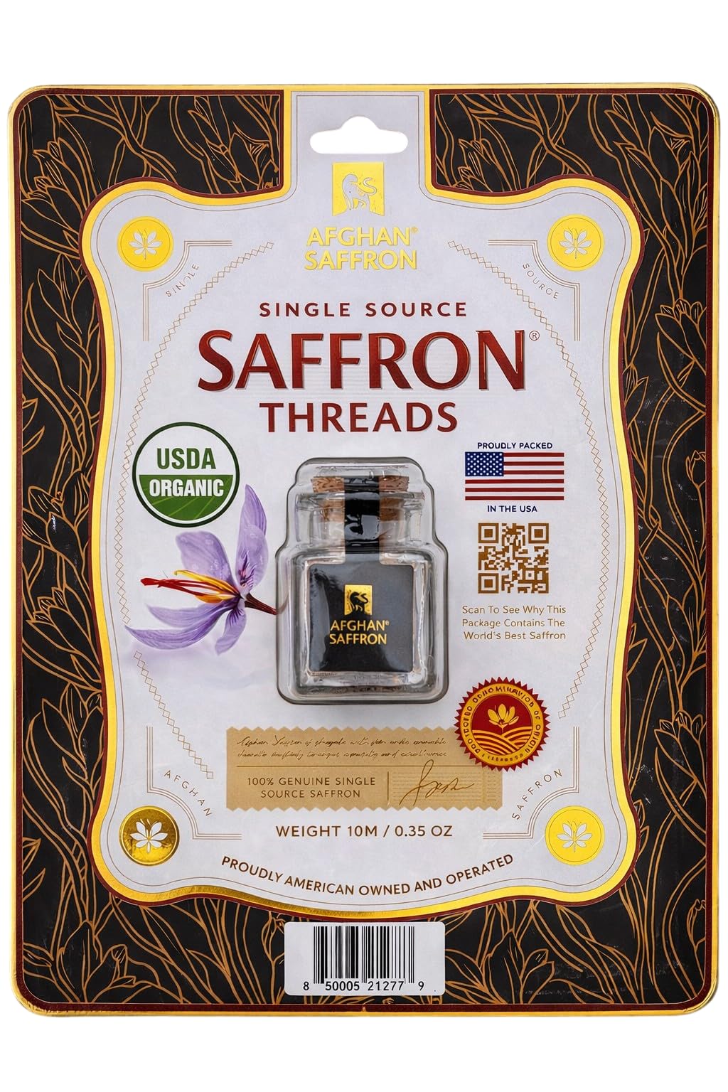 Afghan Saffron® USDA Organic Saffron, Premium Grade A+ All-Red Threads - Gourmet Saffron Spice for Paella, Risotto, Tea, Milk, and All Culinary Uses