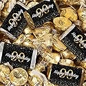 124 Pcs 90th Birthday Candy Party Favors Miniatures Chocolate & Gold Almond Kisses (1.5 lbs, Approx. 124 Pcs)