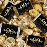 124 Pcs 90th Birthday Candy Party Favors Miniatures Chocolate & Gold Almond Kisses (1.5 lbs, Approx. 124 Pcs)