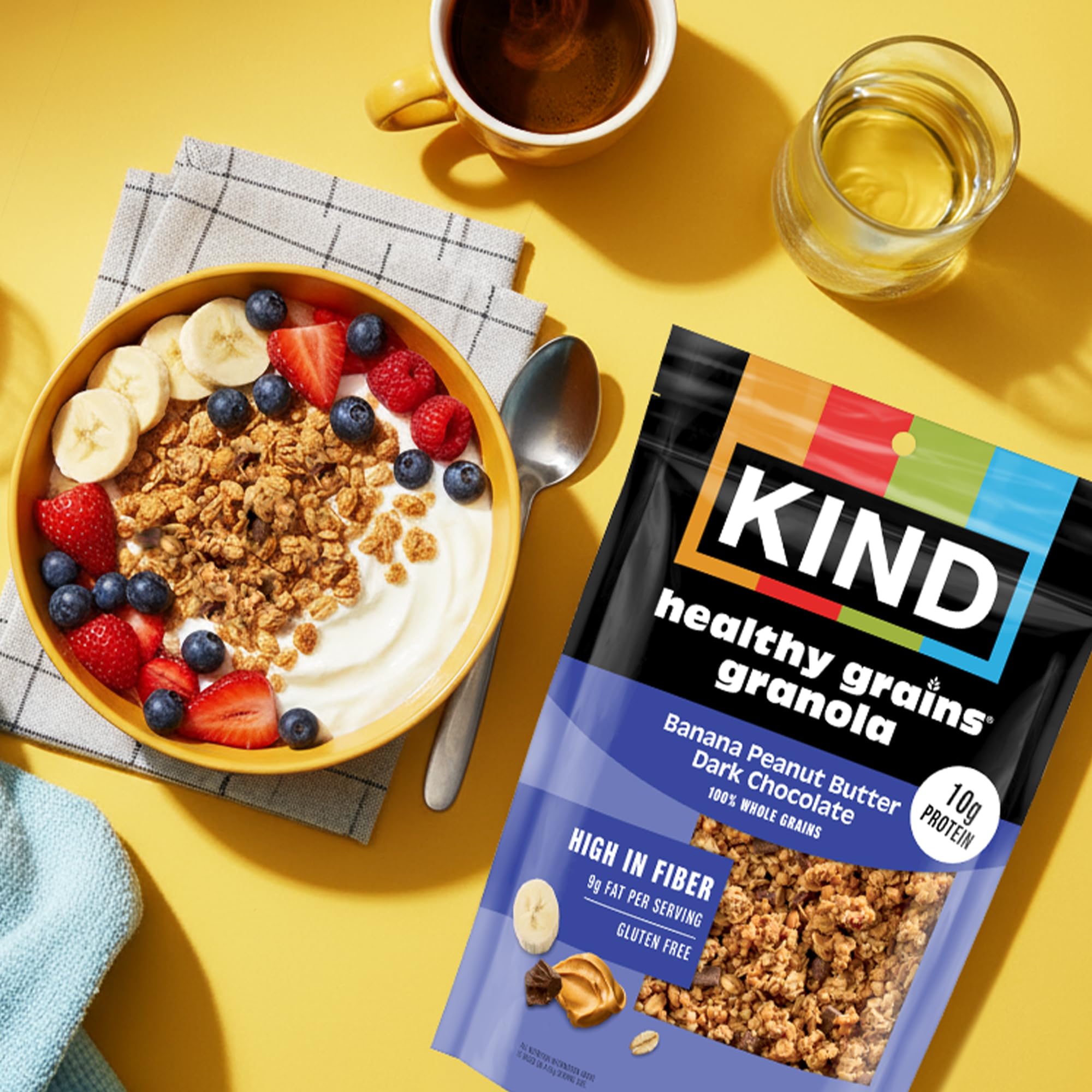 Kind Healthy Grains Granola, Banana Peanut Butter Dark Chocolate Clusters, Gluten Free, Healthy Snack Mix, 10g Protein, 11oz, 1 Count