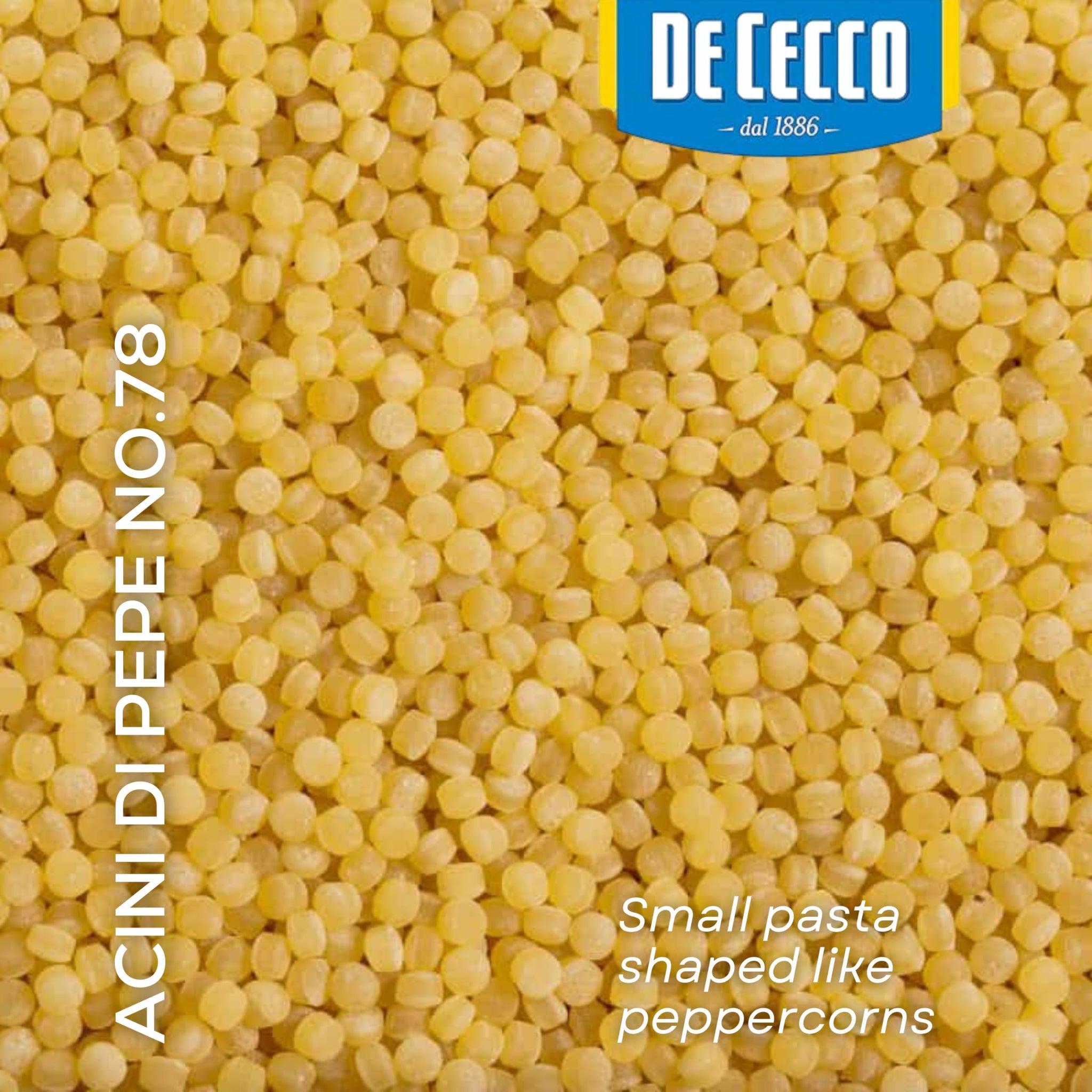 De Cecco Acini Di Pepe No. 78 Pasta, 16 Oz, Authentic, Slow Dried, Made with Semolina and Durum Wheat, Versatile Pasta for Sauces & Recipes, Made in