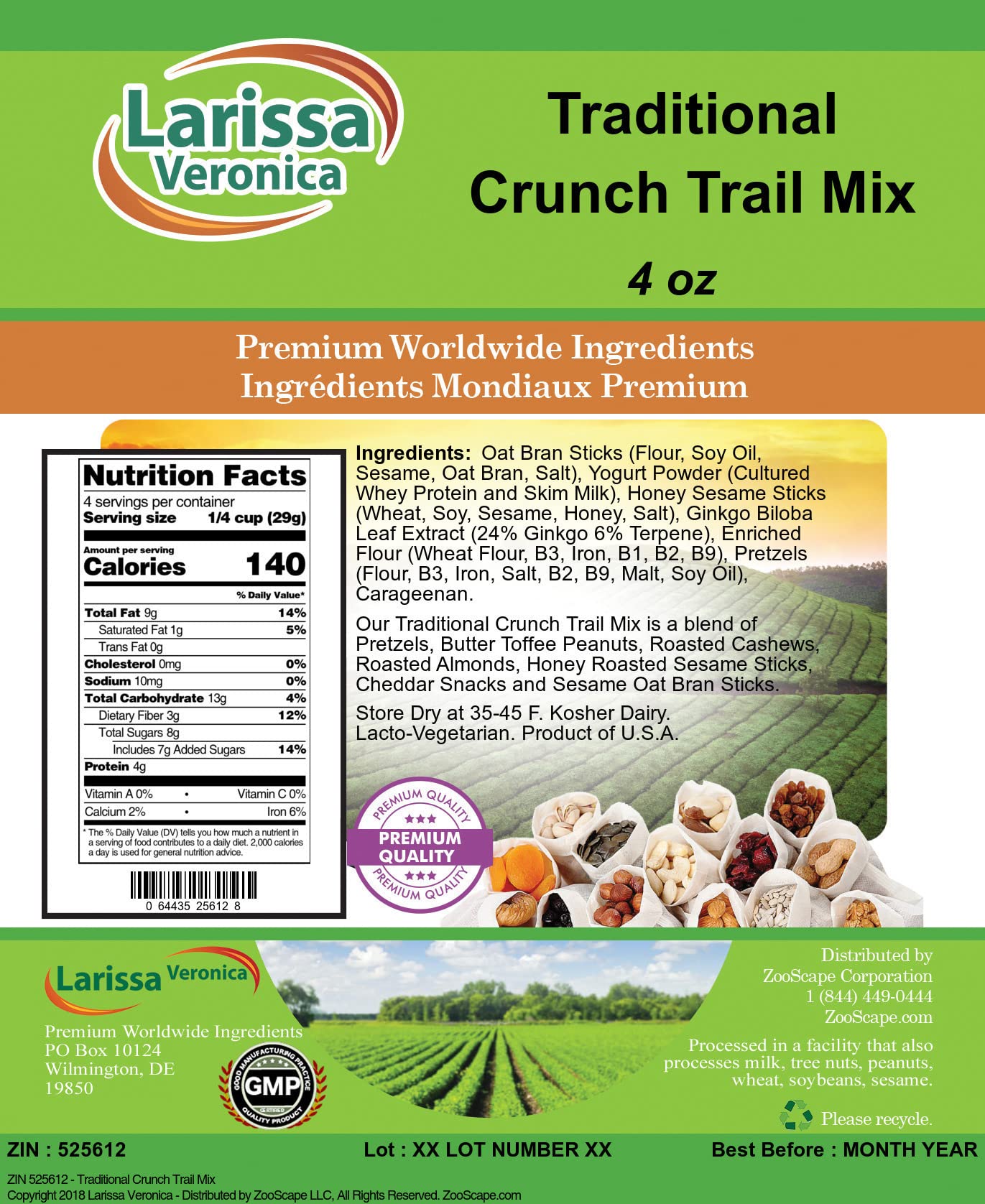 Traditional Crunch Trail Mix (4 oz, ZIN: 525612) - 2 Pack