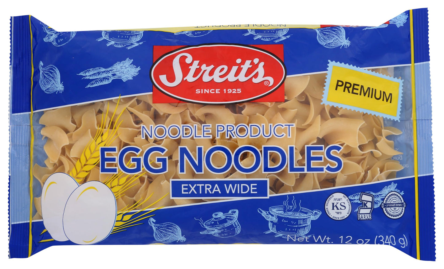 Streit's Egg Noodles- Extra Wide - Premium Enriched- 12oz (pack of 12)