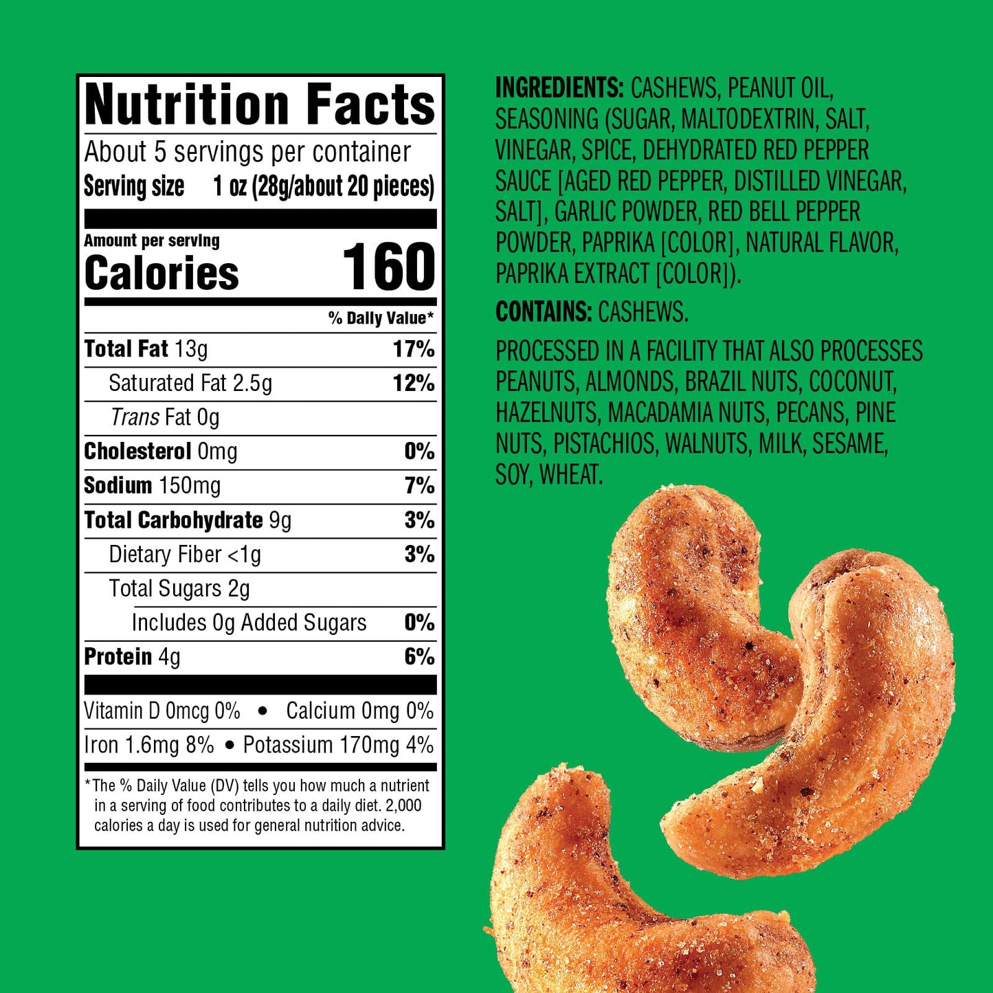 Emerald Nuts, Sriracha Cashews, 5 Oz (Pack of 2)