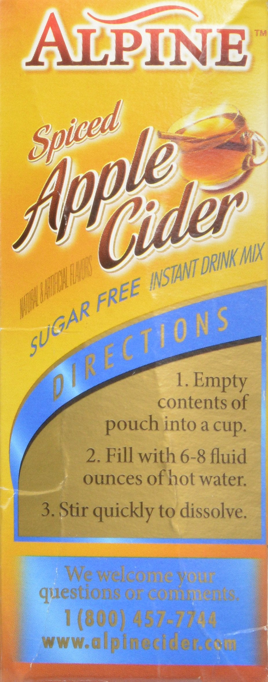 Alpine Spiced Apple Cider Sugar Free Instant Drink Mix, 10 0.14-Ounce Pouches