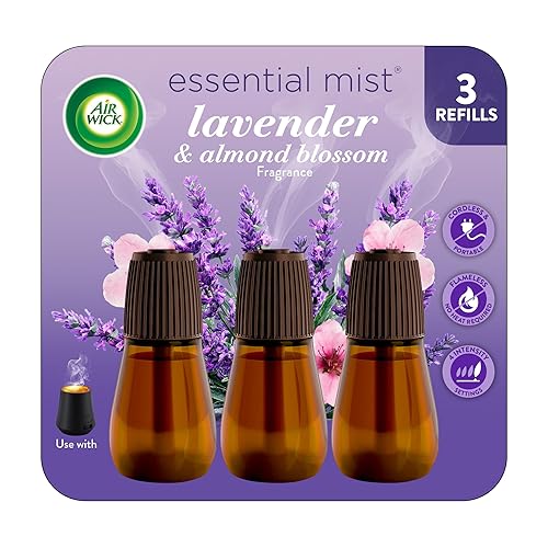 Air Wick Essential Mist Refill, Essential Oils Diffuser, Lavender and Almond Blossom, 3 ct, Air Freshener, Aroma diffuser