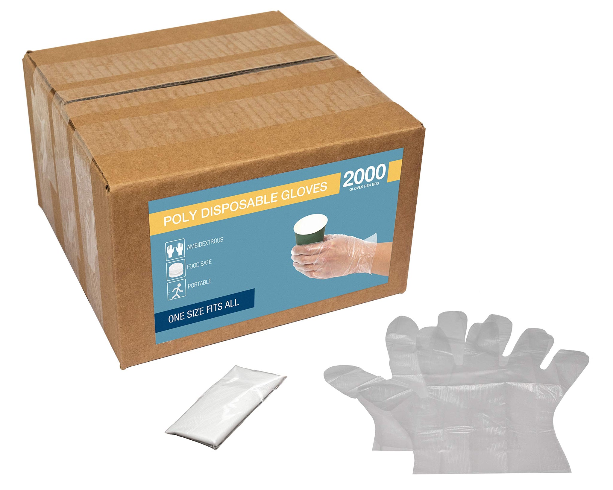 Hyrax Trading Disposable Polyethylene PE Gloves Individually Wrapped in Pairs (1000 pairs/2000 gloves - One Size Fits All) Prefolded Prepackaged