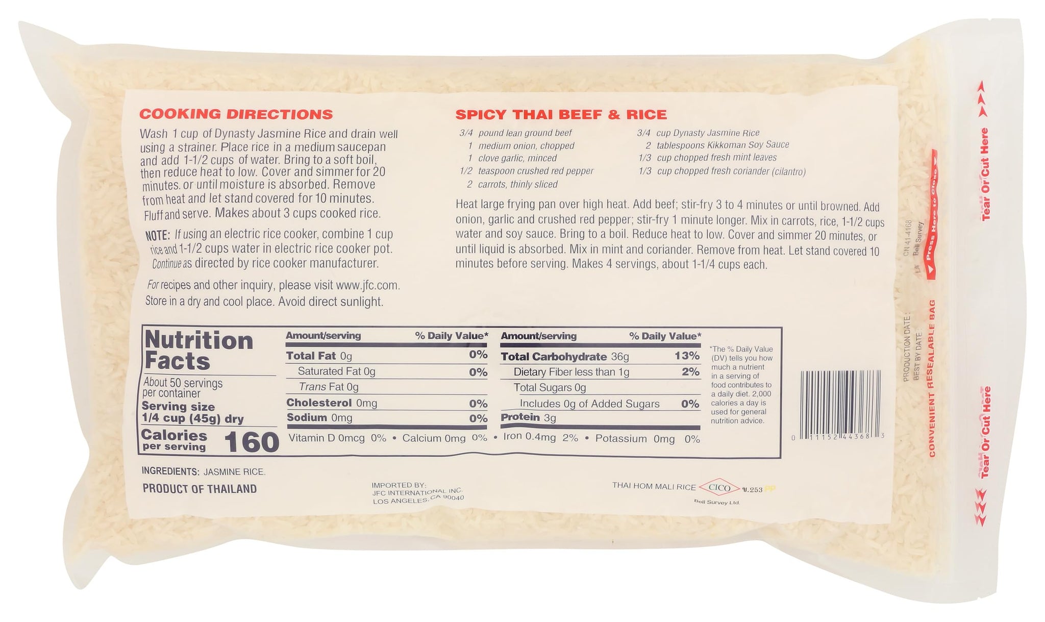 Dynasty Jasmine Rice, 5 Lb