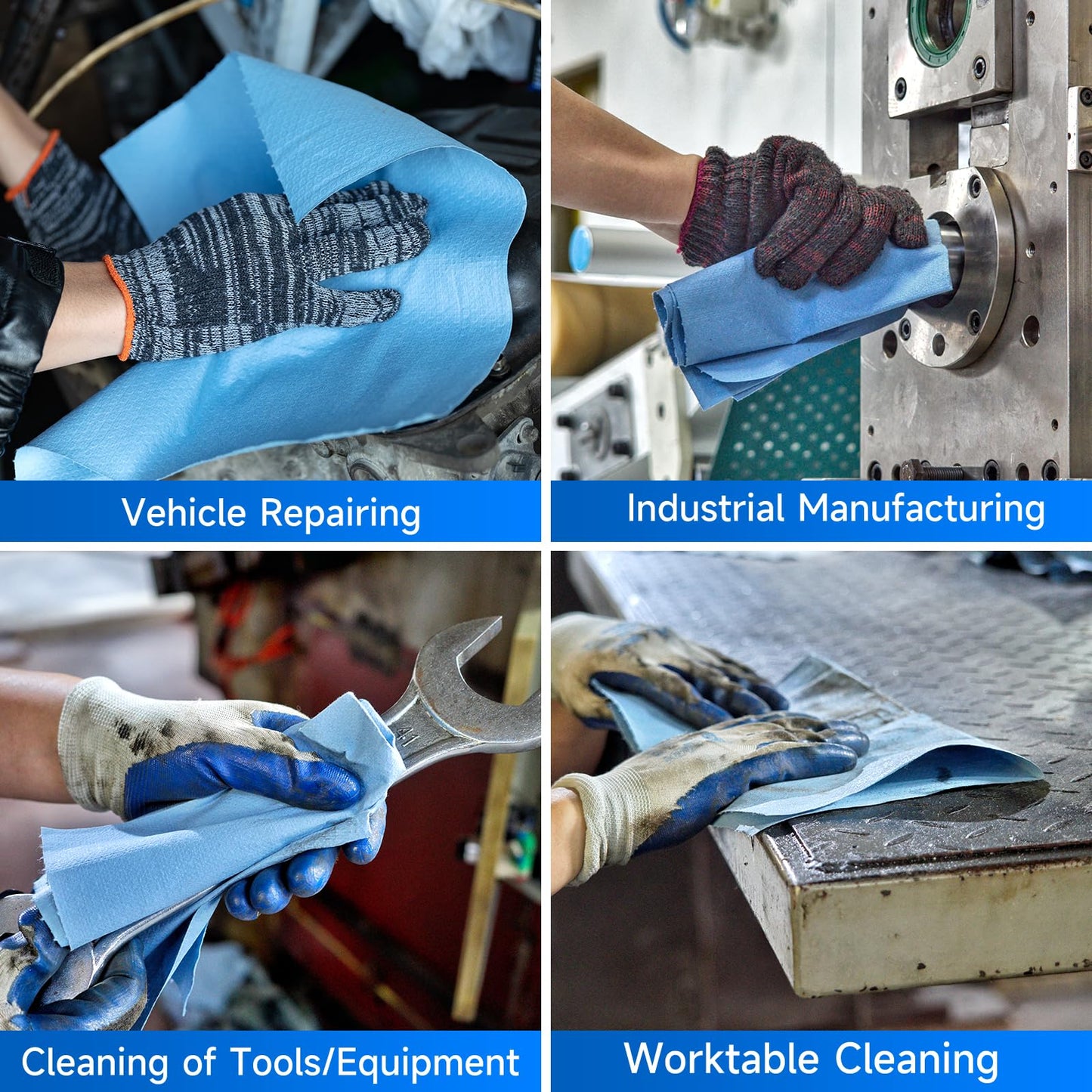Industrial Strength Power Clean Heavy Duty Wipes - Absorbent, Durable, and Reusable Cloths for Tough Dirt, Oil, and Grime in Manufacturing