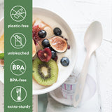 100% Compostable Non Plastic Spoons [100 Pack] CPLA Disposable Spoons. Non Plastic Silverware Set. Eco-Friendly Cutlery, Off White Flatware, Extra