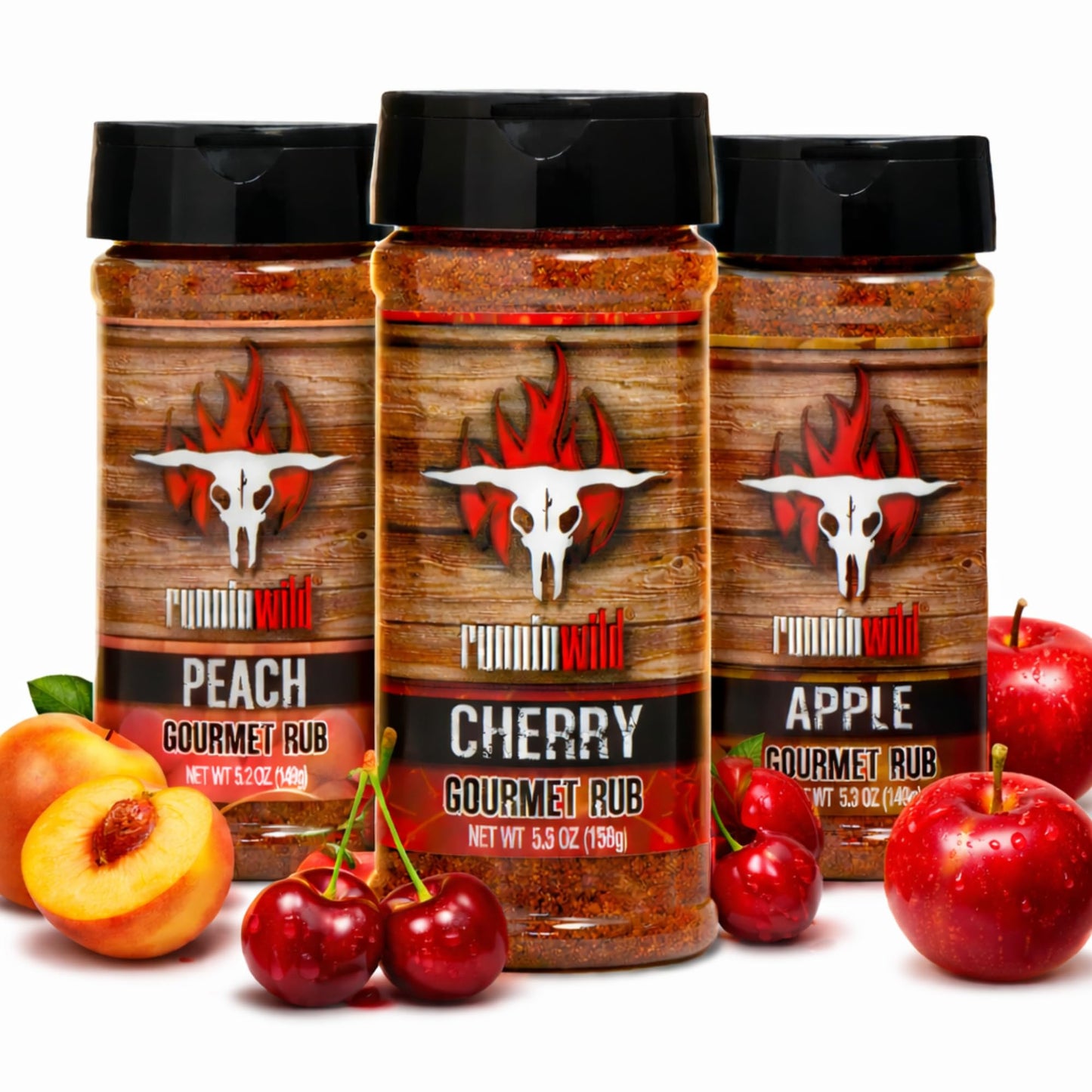 Sweet & Smoky BBQ Rub Gift Set for Grill Lovers - Fruit-Infused Peach, Apple & Cherry Rubs + Award-Winning BBQ Seasonings | Ultimate Smoking