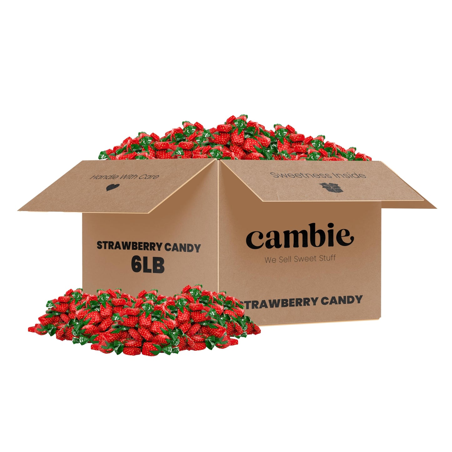 Strawberry Bulk Candy by Cambie, 6 lbs of Strawberry Candy with a Deliciously Sweet Hard Exterior with a Soft, Fruit-Filled Center, Bon Bons