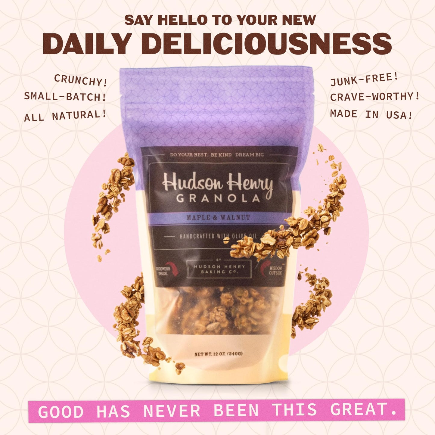 Hudson Henry Maple Walnut Granola | Gluten Free Granola with Nuts and Seeds | Vegan, Non-GMO & Small Batch Baked with Pure Maple Syrup & Extra Virgin