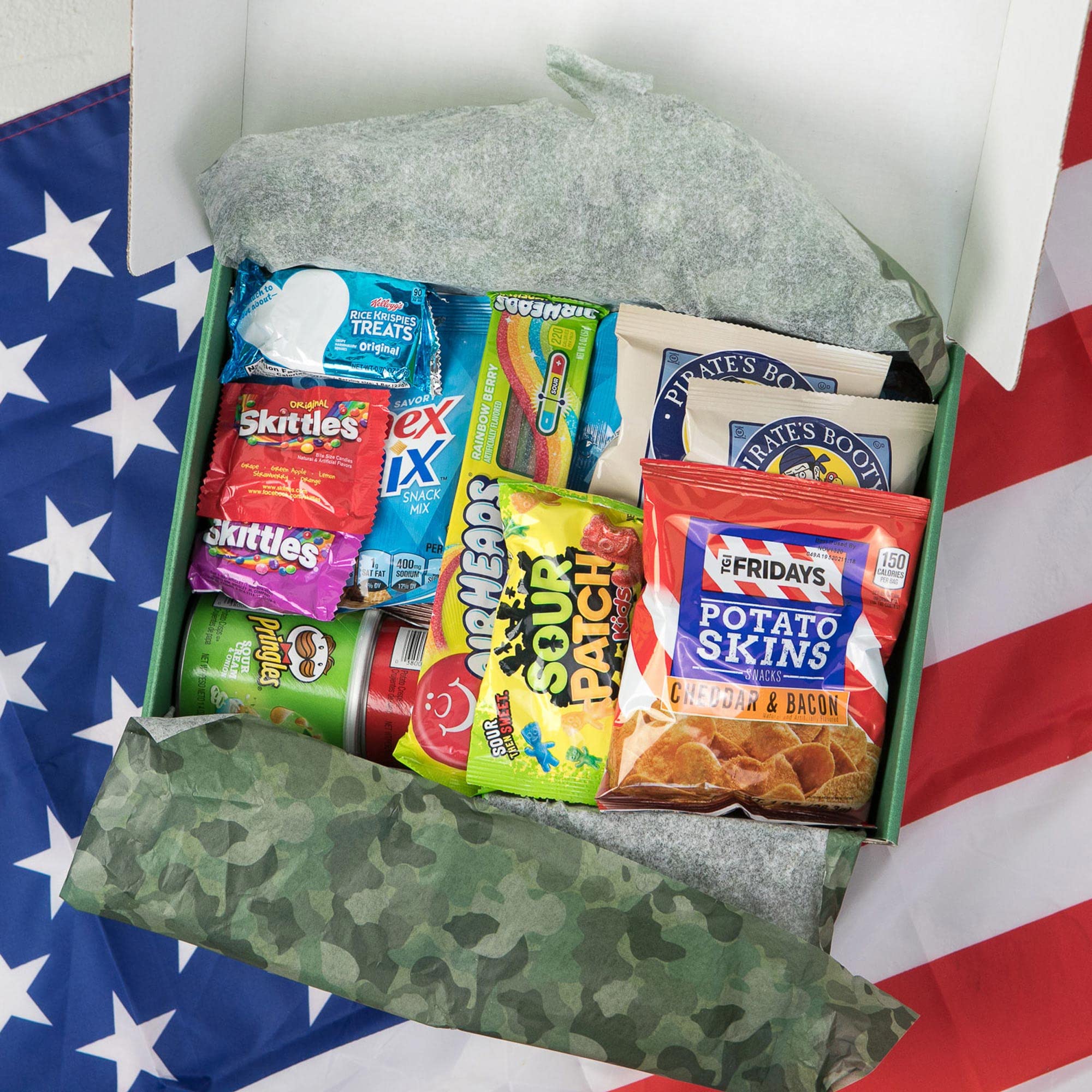 Military Encouragement - Men's Hearty Snack Box (50 Piece Variety Gift Basket Care Package) Jerky, Nuts, Chips, Pretzels & More - My Hero Crate