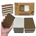 12 Pack Natural Kitchen Sponges - Biodegradable, Compostable, Sustainable Wood Cellulose & Coconut Fiber Sponge for Dishes, Quick Drying & Non Scratch
