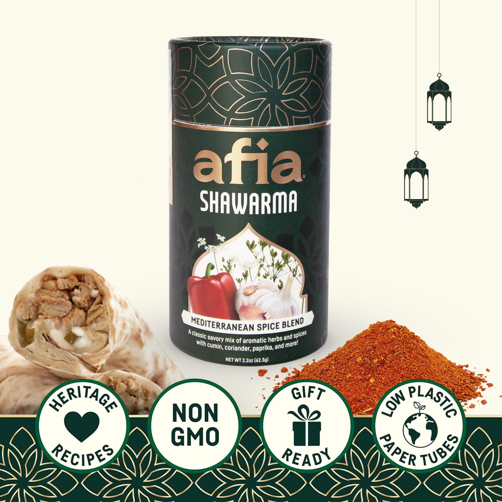 Afia Shawarma Seasoning | Mediterranean Spice Blend for Shawarma, Garlic Sauce (Toum), Flatbreads, Kebab, Kofta & Grilled Meat | Bold Middle Eastern