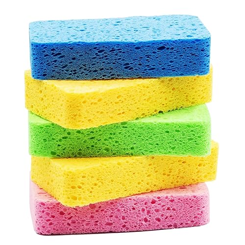 Temede Large Cellulose Sponges, Kitchen Sponges for Dish, Thick Heavy Duty Scrub Sponges, Non-Scratch Scrubber for Household, Cookware, Bathroom