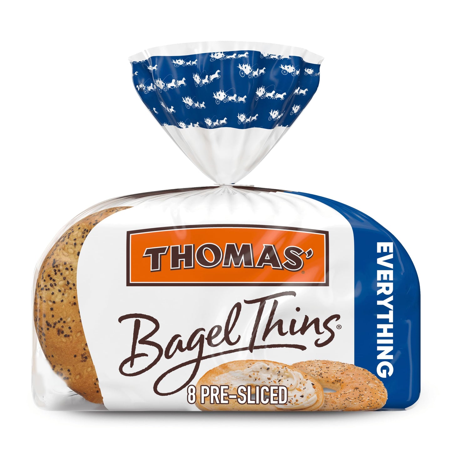 Thomas' Everything Bagel Thins Bagels, 8 Pre-Sliced Bagels, 13 Oz