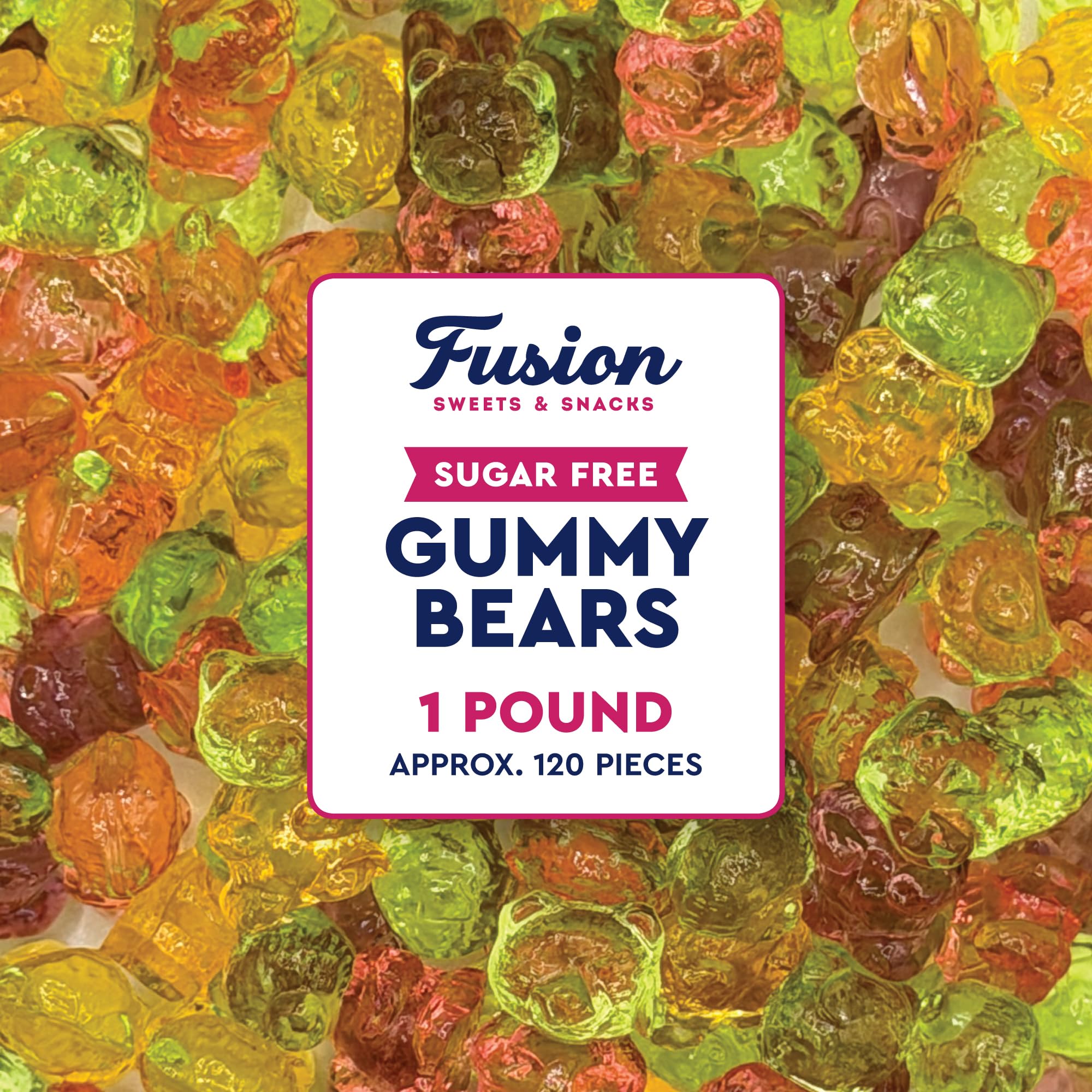 Sugar Free Gummy Bears 1 Pound Bulk Bag, 3D Chewy Candy, Assorted Fruit Flavors, Sugar Free Gummies, Fat Free Gummy, Diabetic Candy
