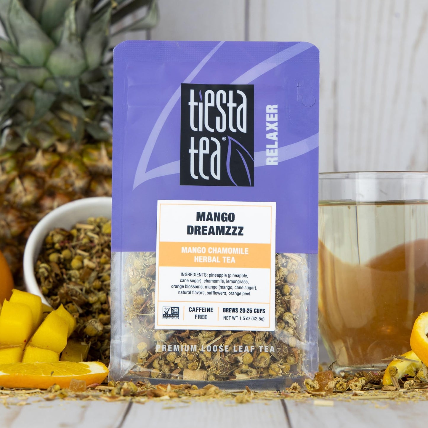 Tiesta Tea - Mango Dreamzzz Chamomile Loose Leaf Herbal Tea, Relaxing Chamomile & Lemongrass Blend, Caffeine-Free, Brew Hot or Iced, Makes Up to 25