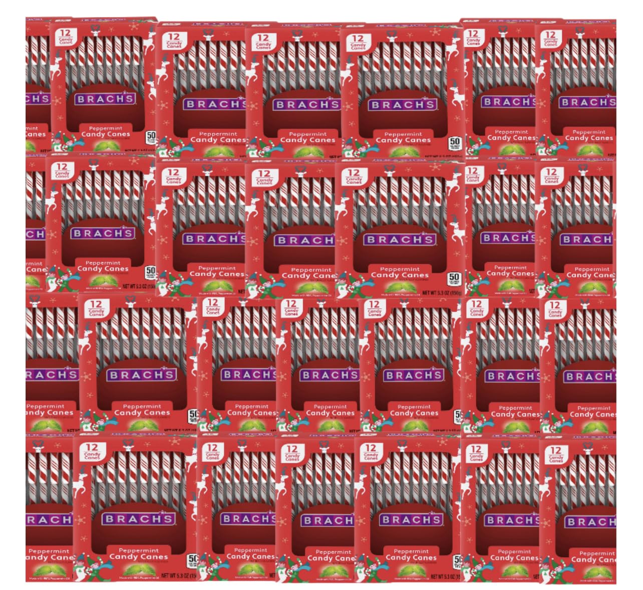 CANDY CANES (432 COUNT) - 36 PACK, Peppermint Candy Canes, Individually Wrapped Bulk Candy Canes, Christmas Candy, Stocking Stuffers for Kids, Holiday