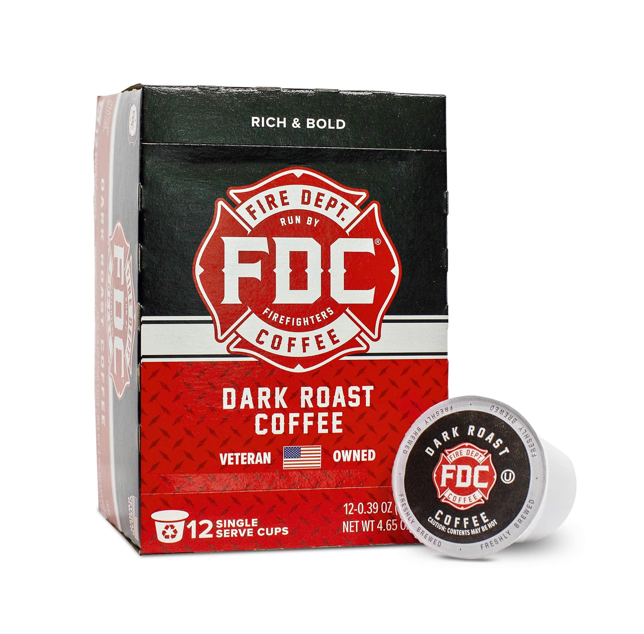 Fire Department Coffee - Gives Back to Firefighters - Dark Roast Coffee Pods - Bold & Strong - Roasted in the USA - Premium K Cups - Veteran Owned