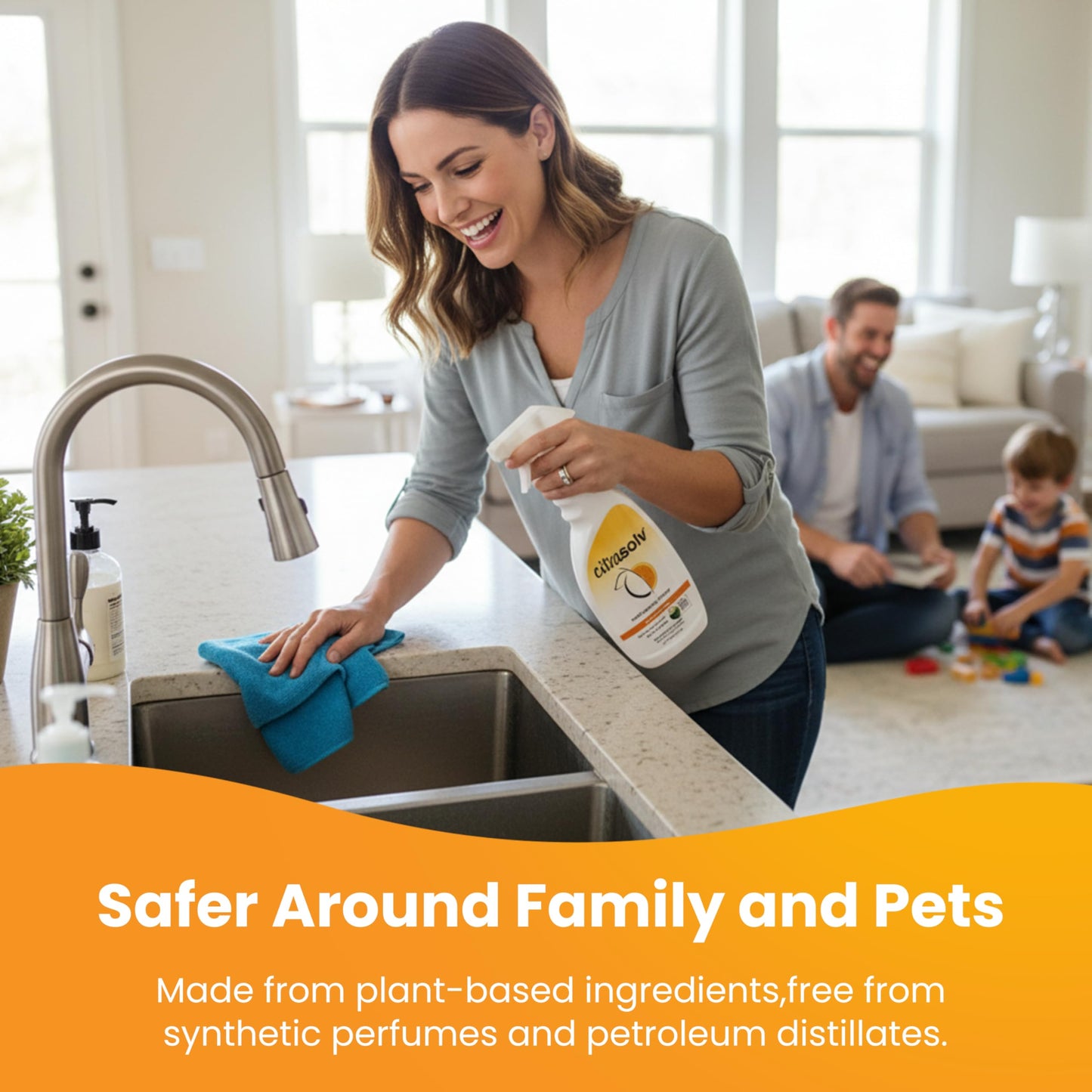 Citra Solv All Purpose Cleaning Spray - Powerful Citrus Degreaser for Kitchen & Bathroom, Multi-Surface Cleaner, No Harsh Chemicals, Valencia Orange