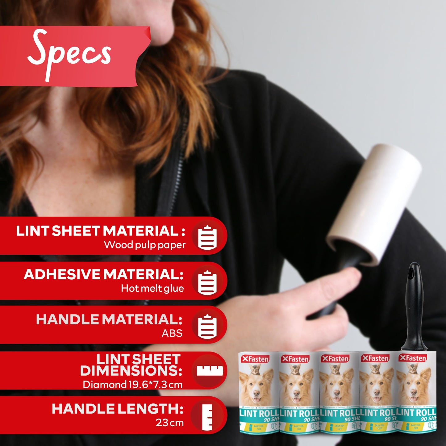 Pet Hair Lint Roller, 450 Sheets Furniture Lint Rollers for Pet Hair, 1 Heavy Duty Lint Roller for Clothes + 5 Sticky Lint Rollers Refills - Xfasten
