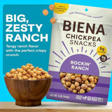 BIENA Chickpea Snacks - Crunchy Roasted Chickpeas - High Fiber Vegan Protein Snacks for Adults and Kids - 5 Ounce Individual Pack - Rockin' Ranch