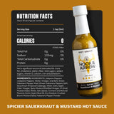 Hook & Arrow Spicier Sauerkraut & Mustard Hot Sauce - Low Sugar Tangy Spicy Mustard Sauce, Gluten-Free, Vegan, Paleo, Low Sodium (5 fl oz, 30