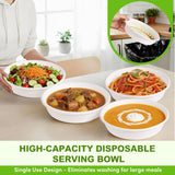 FEHHTO 50-Pack 105oz Extra Large Disposable Paper Salad Bowls, Heavy Duty Sugarcane Fiber Paper Serving Bowls for Pasta, Soup & Party Sharing
