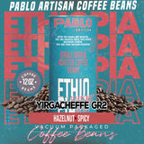 Pablo Artisan Ethiopia Yirgacheffe Grade 2 Single Origin Coffee Beans - Medium Dark Roast Whole Bean Coffee, 100% Arabica Espresso Beans, Notes