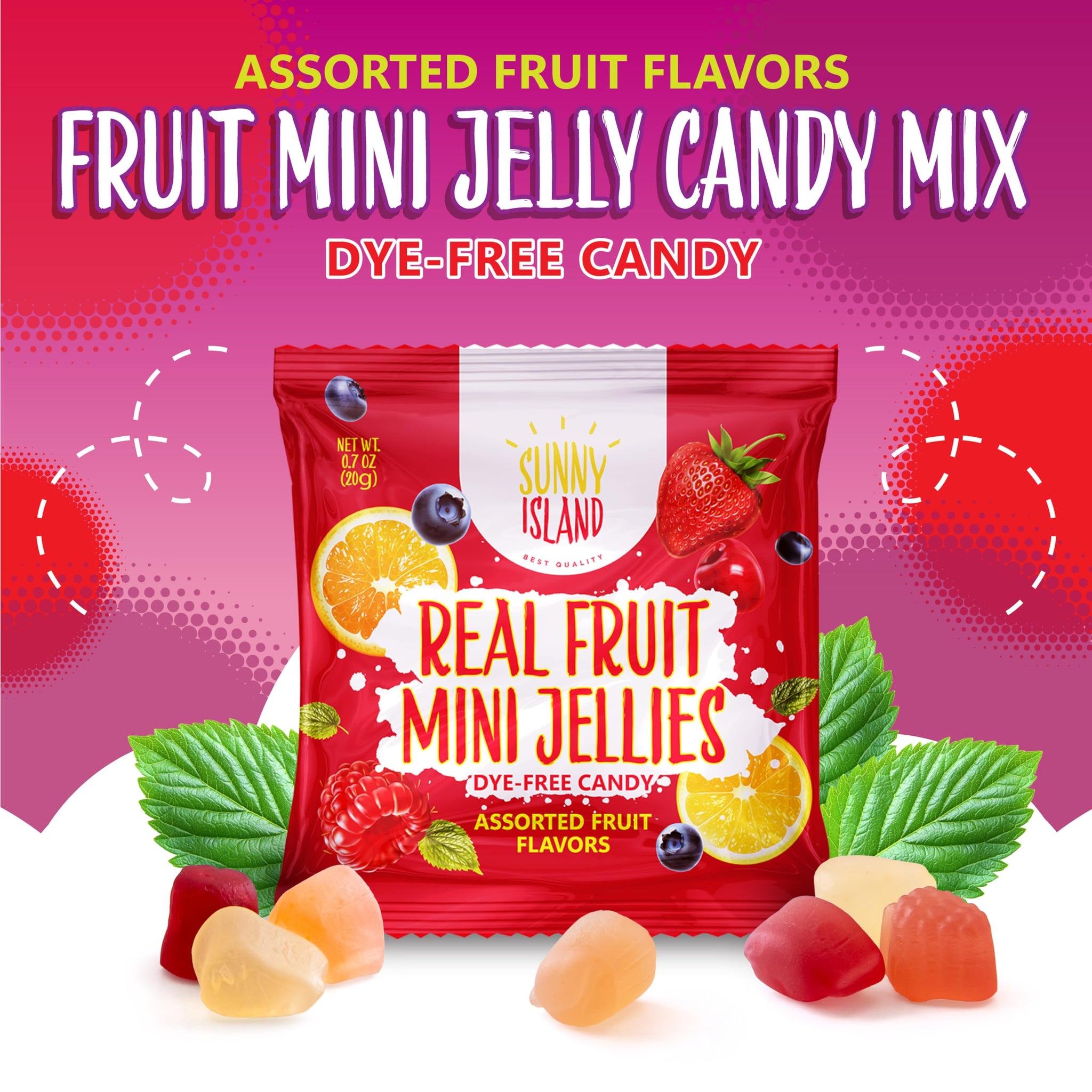 Fruit Jelly Candy | 24 Packs | Dye Free Candy Individually Wrapped | Vegan Gummies with Real Fruit Puree | Assorted Flavors | Gelatin Free Plant Based