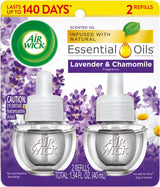 Air Wick Plug in Scented Oil Refill, 2ct, Lavender & Chamomile, Essential Oils, Air Freshener